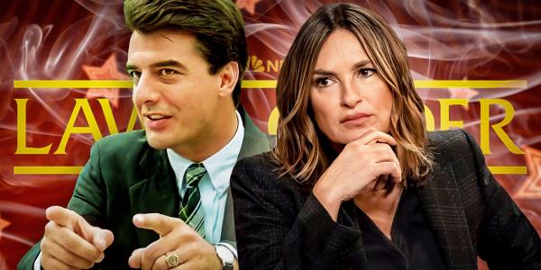 Custom image of Logan (Chris Noth) and Benson (Mariska Hargitay) in front of the Law & Order logo