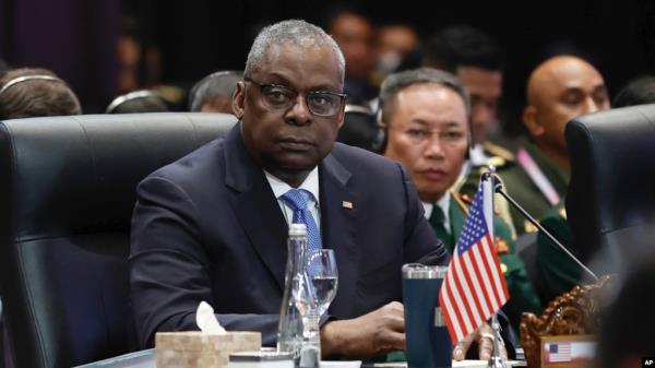 FILE - U.S. Secretary of Defense Lloyd Austin attends the Association of Southeast Asian Nations (ASEAN) Defense Ministers' Meeting Plus in Jakarta, Indonesia, Nov. 16, 2023. 