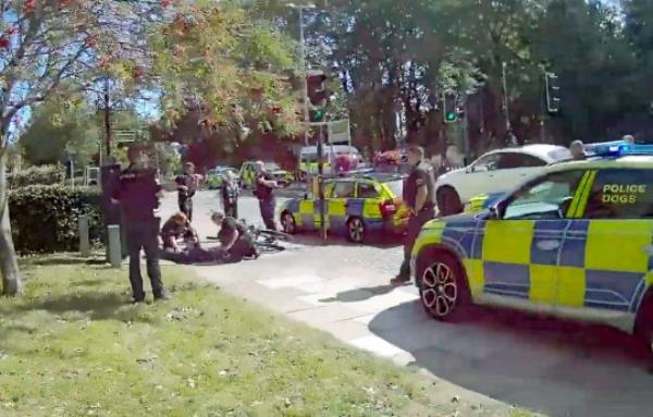 Prosser was surrounded and by police and arrested (Picture: Northampto<em></em>nshire Police)