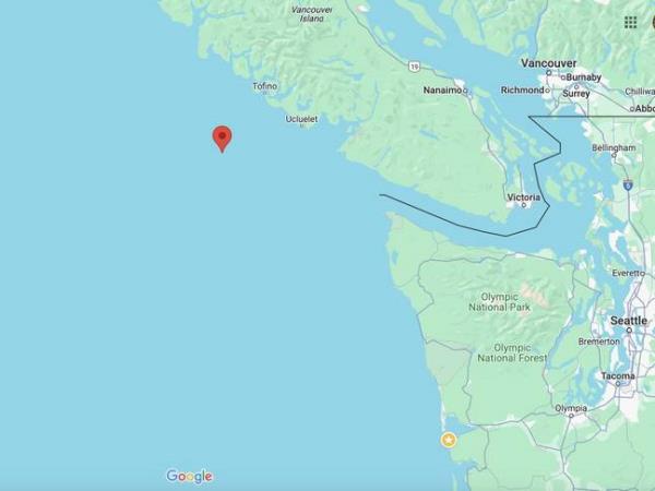 The point wher<em></em>e the missing sailor was found. Credit: X/ USCGPacificNW