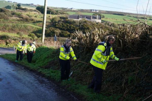 Garda search close to the scene in the Rathmoylan area of Dunmore East, Co Waterford, wher<em></em>e they are investigating the death of a six-year-old boy whose body was found in a car. Picture: Brian Lawless/PA Wire