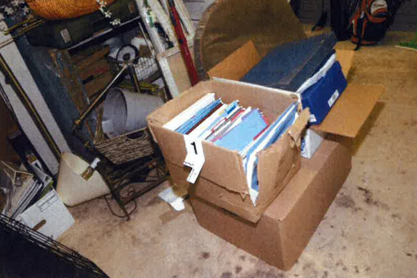 This image, co<em></em>ntained in the report from special counsel Robert Hur, shows a damaged box wher<em></em>e classified docu<em></em>ments were found in Biden’s garage. 